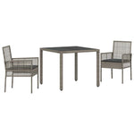 Garden Dining Set 3 pcs Grey Poly rattan 3334871