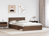 Bed Frame with Headboard Brown Oak 120 x 190 cm Solid Pine Wood 3410633