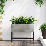 Raised Garden Planter Silver 60 x 26 x 45 cm Galvanised Steel 865888