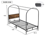 Metal bed, 3FT single bed 90x190cm, Durable and Sturdy, Canopy Twin Bed, Iron bed for adults & N604P283084B