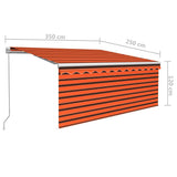 Manual Retractable Awning with Blind&LED 3.5x2.5m Orange&Brown 3069285
