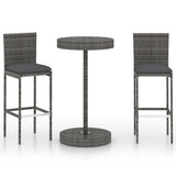 Garden Bar Set Grey PE rattan Medium Footrest Garden Bar Set 3095446