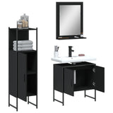 3 Piece Bathroom Cabinet Set Black Engineered Wood 3214344