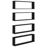 ZNTS Wall Cube Shelf 4 pcs Black 100x15x30 cm Engineered Wood 807083