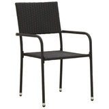 Outdoor Dining Set Black PE rattan, steel, solid acacia wood 3120087