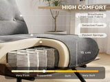 Accent Chair, Linen-look Fabric Reading Chair with Spring Cushion, Slatted Support, Steel Frame, T3398P552693