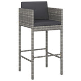 5 Piece Garden Bar Set with Cushions Grey Poly Rattan 3203925
