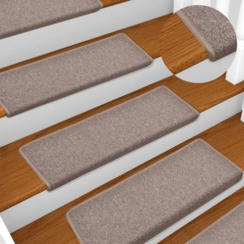 Stair Mats 15 pcs 65x21x4 cm Light Brown Rectangular Edge 134569