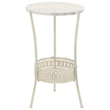 245938 Bistro Table Vintage Style Round Metal 40x70 cm White