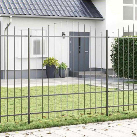 Garden Fence Grey 340 x 175 cm Powder-Coated Steel 3360098