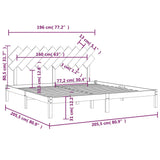 Bed Frame without Mattress Grey 200x200 cm Solid Wood 3104890