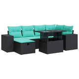 7 Piece Garden Sofa Set with Cushions Grey Poly Rattan Acacia 3327937