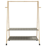 ZNTS Clothes Rack with Shelves and Wheels 132x45.5x155.5 cm Bamboo 4008913