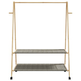 ZNTS Clothes Rack with Shelves and Wheels 132x45.5x155.5 cm Bamboo 4008913