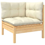 3-Seater Garden Sofa with Cream Cushions Solid Pinewood 3096100