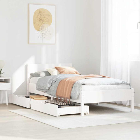 Bed Frame without Mattress White 90x200 cm Solid Wood Pine 3301759