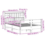 Bookcase Bed without Mattress Wax Brown 150x200cm King Size Solid Wood Pine 3323025