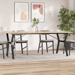 ZNTS Dining Table Y-Frame 200x100x75 cm Solid Wood Pine and Steel 3282723