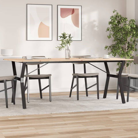 ZNTS Dining Table Y-Frame 200x100x75 cm Solid Wood Pine and Steel 3282723