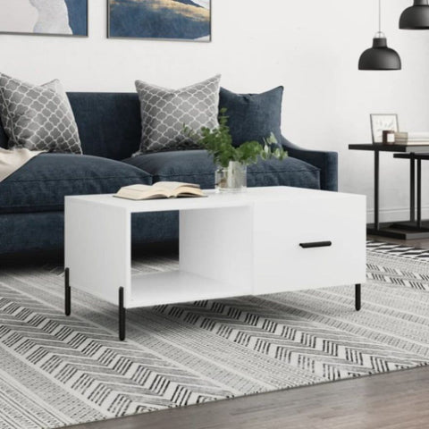 ZNTS Coffee Table White 90x50x40 cm Engineered Wood 829220
