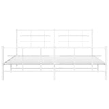 Metal Bed Frame without Mattress with Footboard White 183x213cm 355633