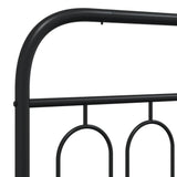Metal Bed Frame without Mattress with Footboard Black 135x190cm 377134