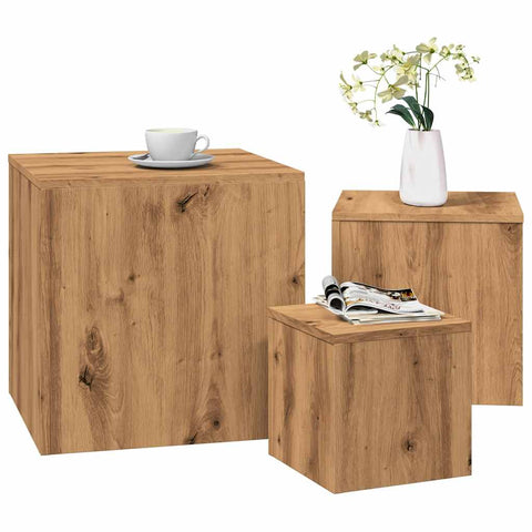 ZNTS Side Tables 3 pcs Artisan Oak Engineered Wood 856677