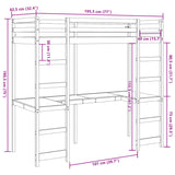 Loft Bed Frame without Mattress Wax Brown 75x190 cm Small Single Solid Wood Pine 3308576