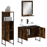 3 Piece Bathroom Cabinet Set Smoked Oak Engineered Wood 3214351