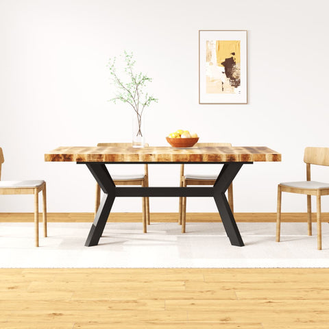 ZNTS Dining Table Solid Mango Wood and Steel Cross 180 cm 244805