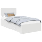 Bed Frame with Headboard White 90 x 200 cm Engineered Wood 3412418