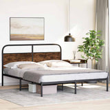 Bed Frame Without Mattress 150x200 cm King Size Smoked Oak Engineered Wood 4100211