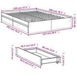Bed Frame with Drawers without Mattress Black 120x200 cm 3280665