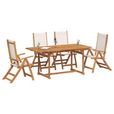 5 Piece Garden Dining Set Solid Wood Acacia and Textilene 3279282