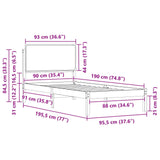 Bed Frame with Upholstered Headboard Light Grey 90 x 190 cm 877878