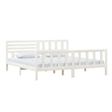 3101174 Bed Frame without Mattress White Solid Wood 200x200 cm