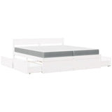 Bed with Drawers and Mattress White 200x200 cm Solid Wood Pine 3281887