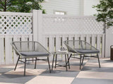 3 Pieces Rattan Bistro Set, Wicker Small Garden Table and Chairs Set with Cushions and Glass Top T3398P324009