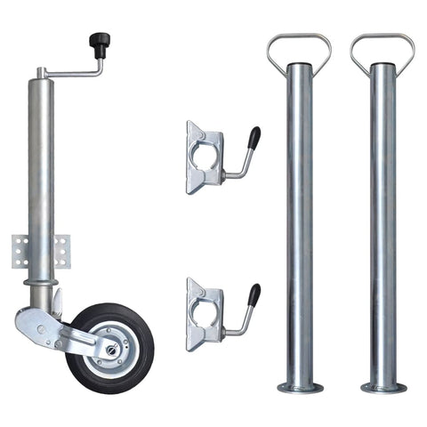 Trailer Jack Wheel 60 mm with 2 Support Tubes and 2 Split Clamps 3214423