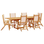 ZNTS 7 Piece Garden Dining Set Solid Wood Acacia and Textilene 3279278