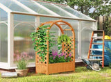 Wooden Raised Garden Bed with Trellis, Liner, Drainage Holes, for Vine Climbing Plants, Flowers, 83 T3398P320202