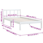 810068 Bed Frame without Mattress White Solid Wood 90x200 cm
