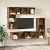TV Cabinet Set Wall-mounted 4 pcs Old Wood Engineered Wood 3393222