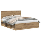 Bed Frame Artisian Oak 160 x 200 cm Solid Pine Wood 3410991