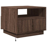 Coffee Table with LED Lights Brown Oak 50x49x40 cm 839832