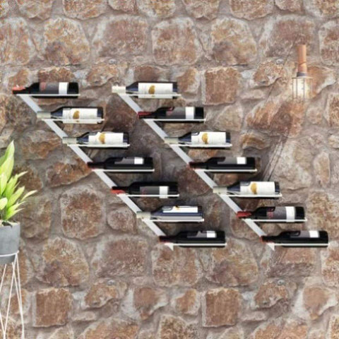 ZNTS Wall-mounted Wine Rack for 7 Bottles 2 pcs White Metal 340898