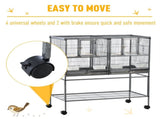 Large Bird Cage Parrot Cage with Divider, Slide Tray for Finch Canaries Parakeets Cockatiels, 95 x T3398P349805