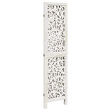 Room Divider 3 Panels White Solid Wood Paulownia 358733