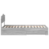 Bed Frame with Drawer Grey Sonoma 100 x 200 cm Engineered Wood 3413234