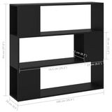 Book Cabinet Room Divider Black Engineered wood 100x24x94 cm 809180